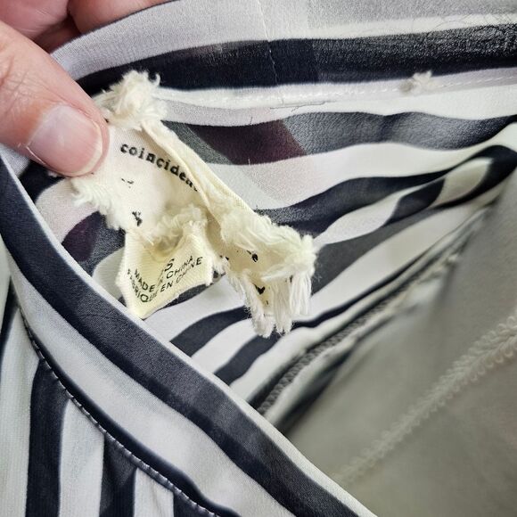 Urban Outfitters Coincidence & Chance Blue Striped Tie Neck Blouse Size XS - Picture 6 of 10